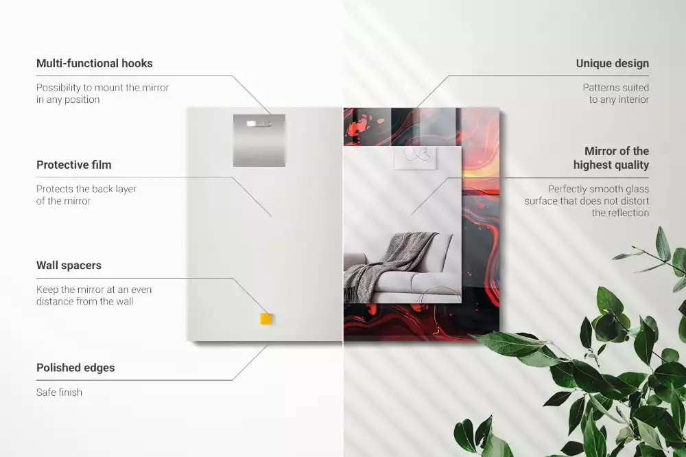 Négyszögletes tükör fali dísz Absztrakt láva