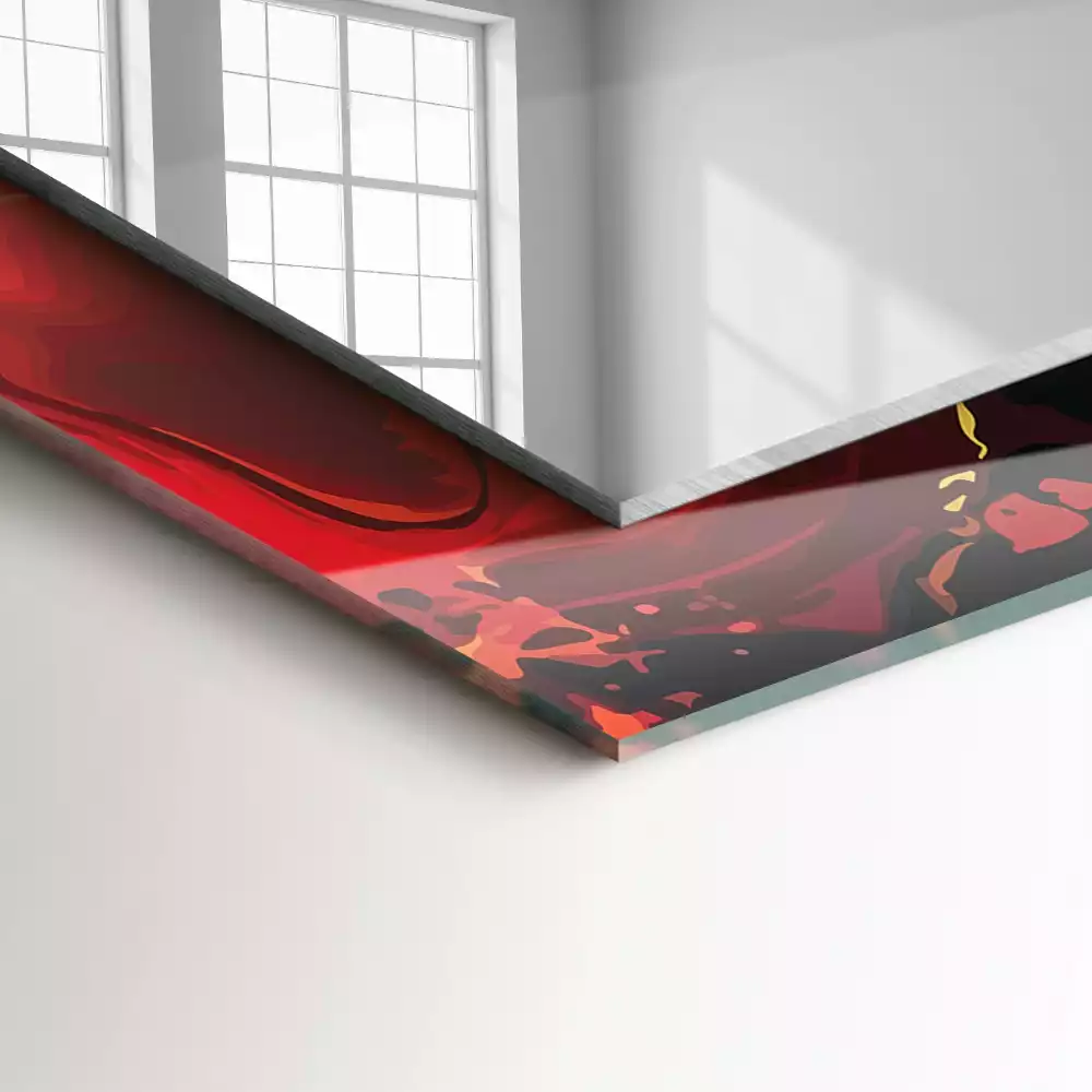 Négyszögletes tükör fali dísz Absztrakt láva