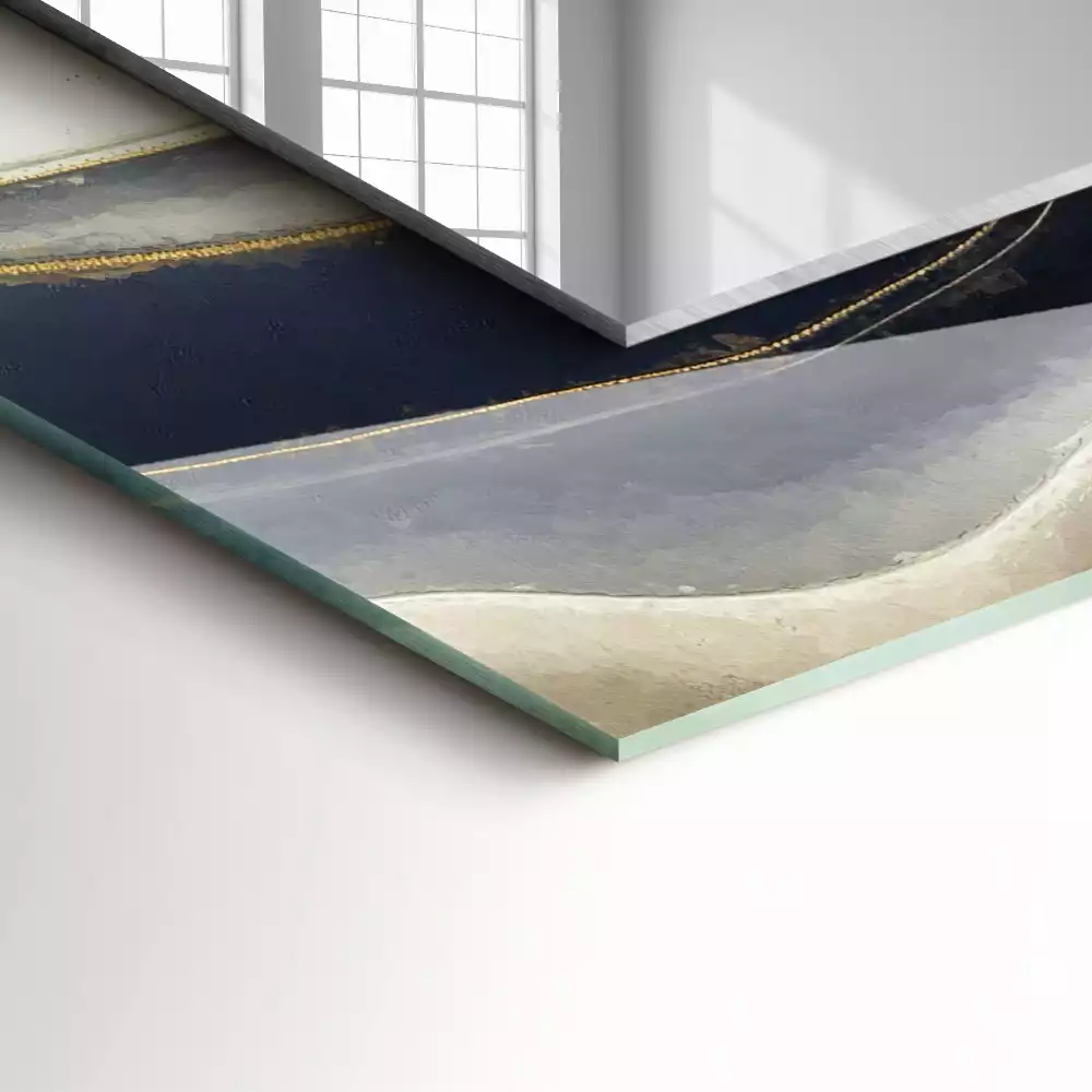 Négyszögletes tükör fali dísz Absztrakt színes hullámok