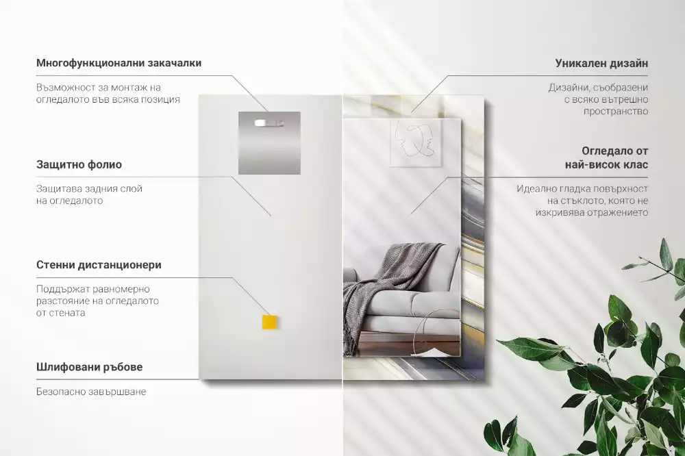 Négyszögletes tükör fali dísz Absztrakt színes hullámok