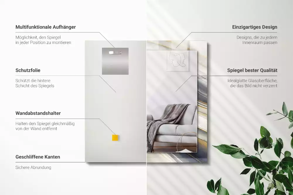 Négyszögletes tükör fali dísz Absztrakt színes hullámok