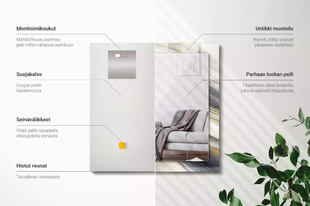 Négyszögletes tükör fali dísz Absztrakt színes hullámok