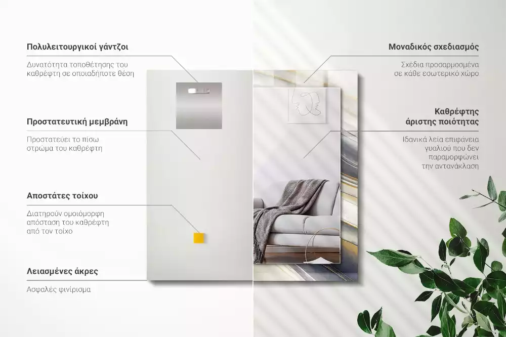 Négyszögletes tükör fali dísz Absztrakt színes hullámok