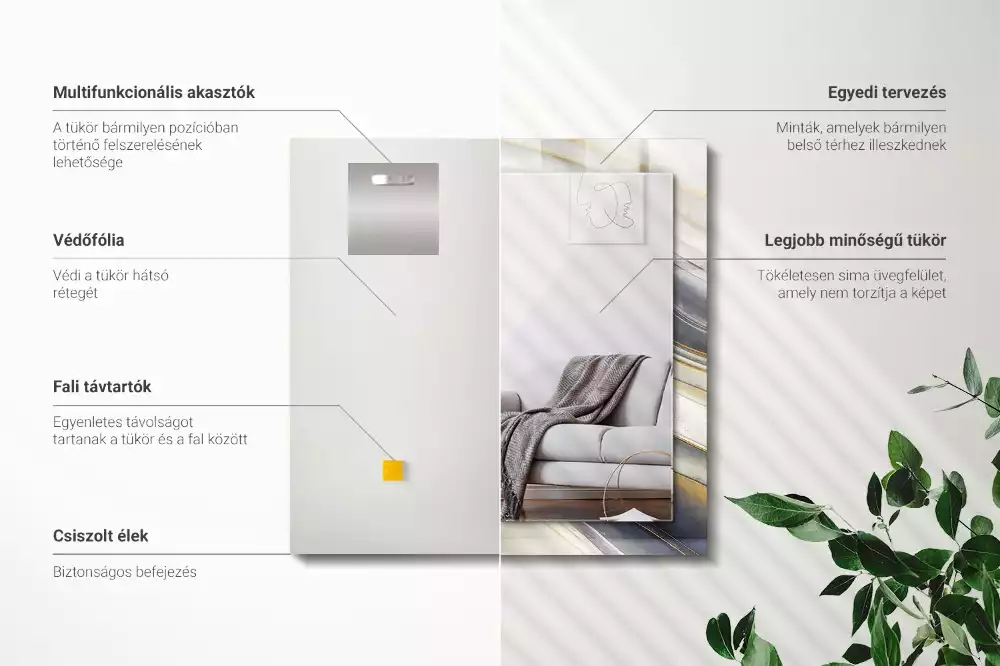 Négyszögletes tükör fali dísz Absztrakt színes hullámok