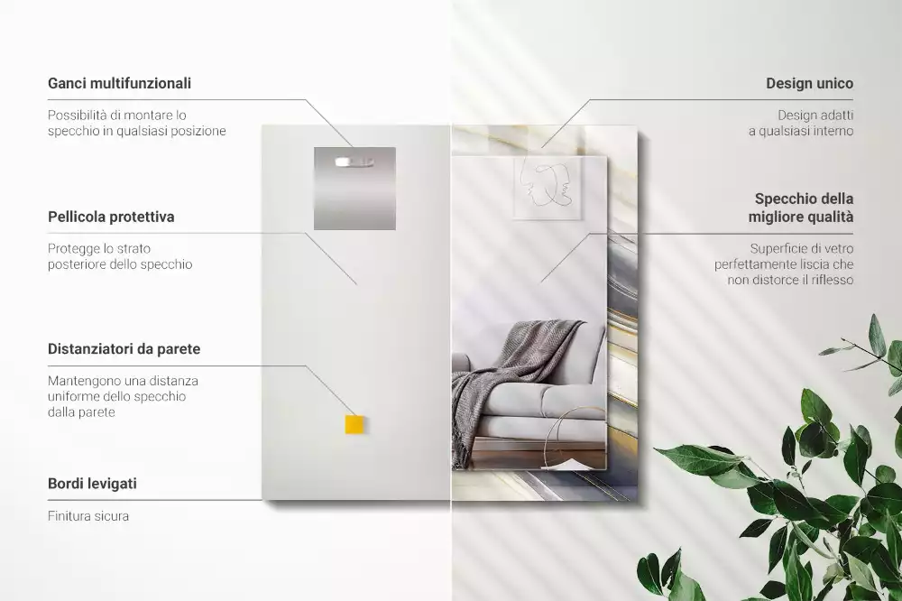 Négyszögletes tükör fali dísz Absztrakt színes hullámok