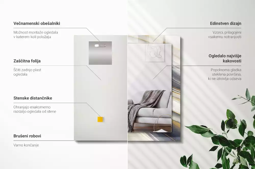 Négyszögletes tükör fali dísz Absztrakt színes hullámok