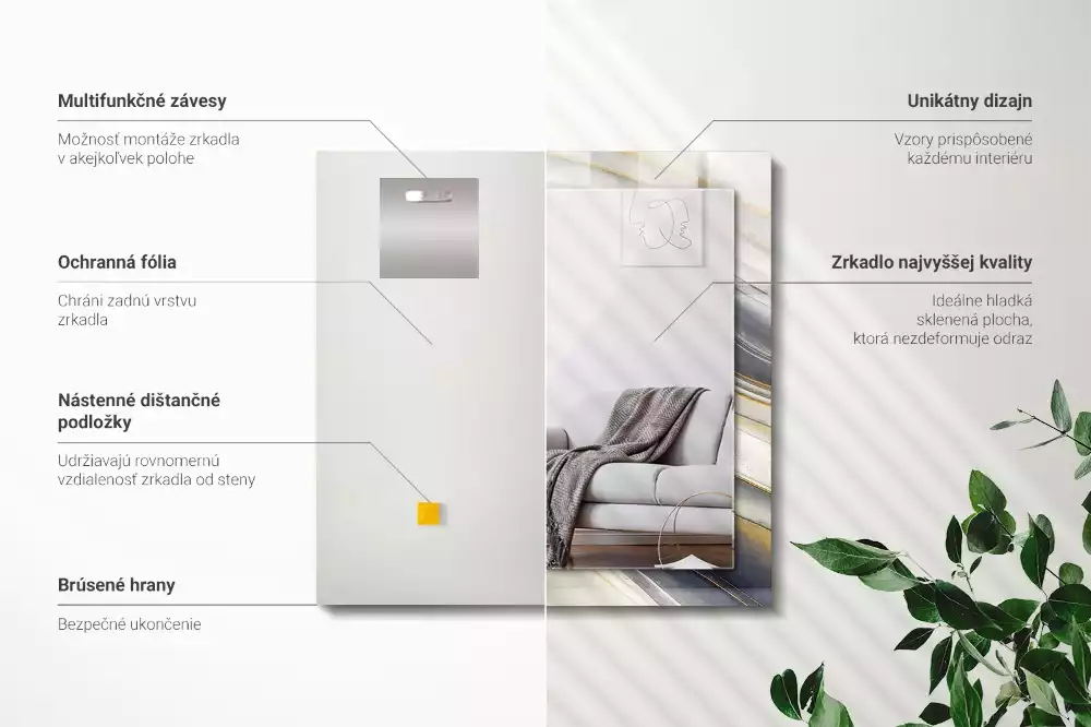 Négyszögletes tükör fali dísz Absztrakt színes hullámok