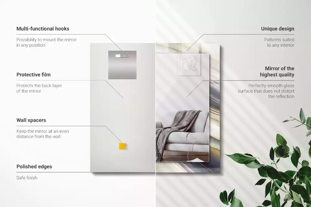 Négyszögletes tükör fali dísz Absztrakt színes hullámok