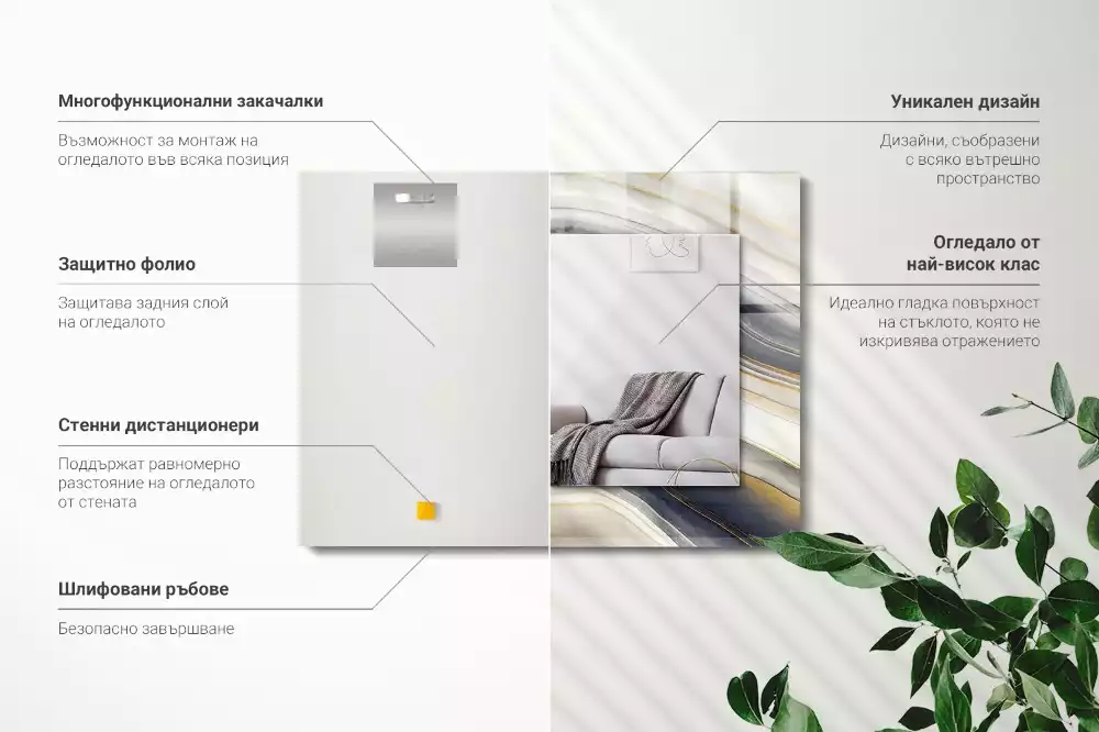 Négyszögletes tükör fali dísz Absztrakt színes hullámok