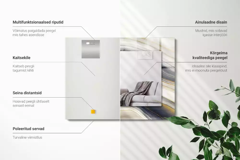 Négyszögletes tükör fali dísz Absztrakt színes hullámok