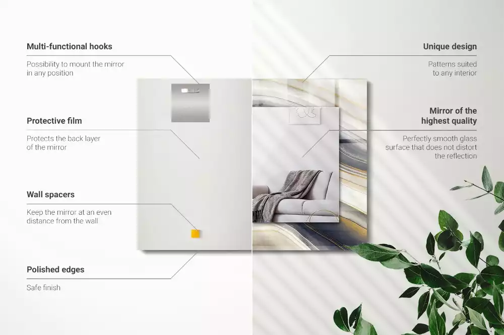 Négyszögletes tükör fali dísz Absztrakt színes hullámok