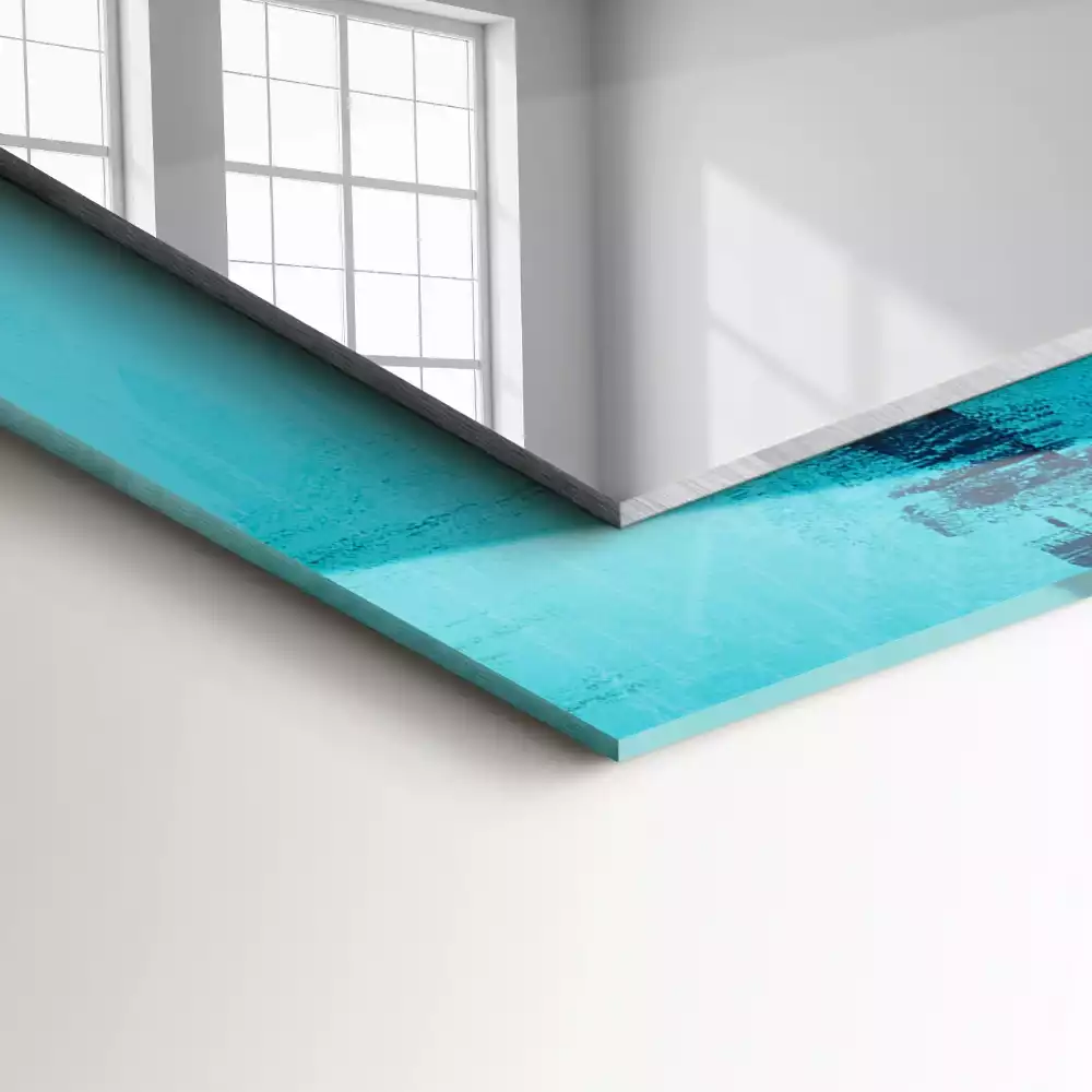 Négyszögletes tükör fali dísz Absztrakt kék művészet