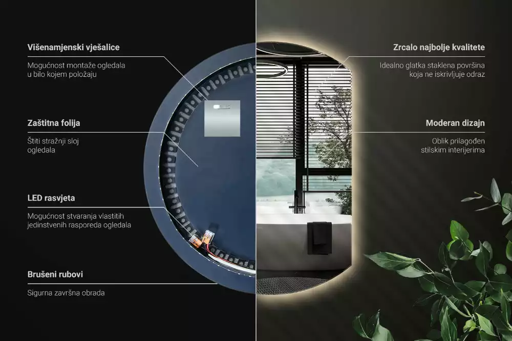 Tükör vágott oldallal látványos LED világítással