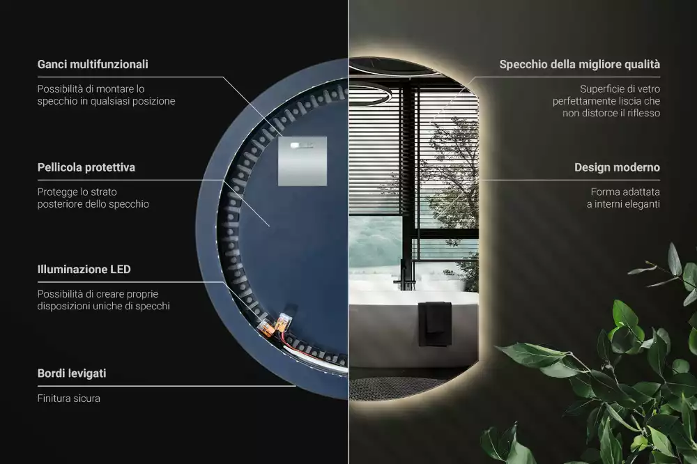 Tükör vágott oldallal látványos LED világítással