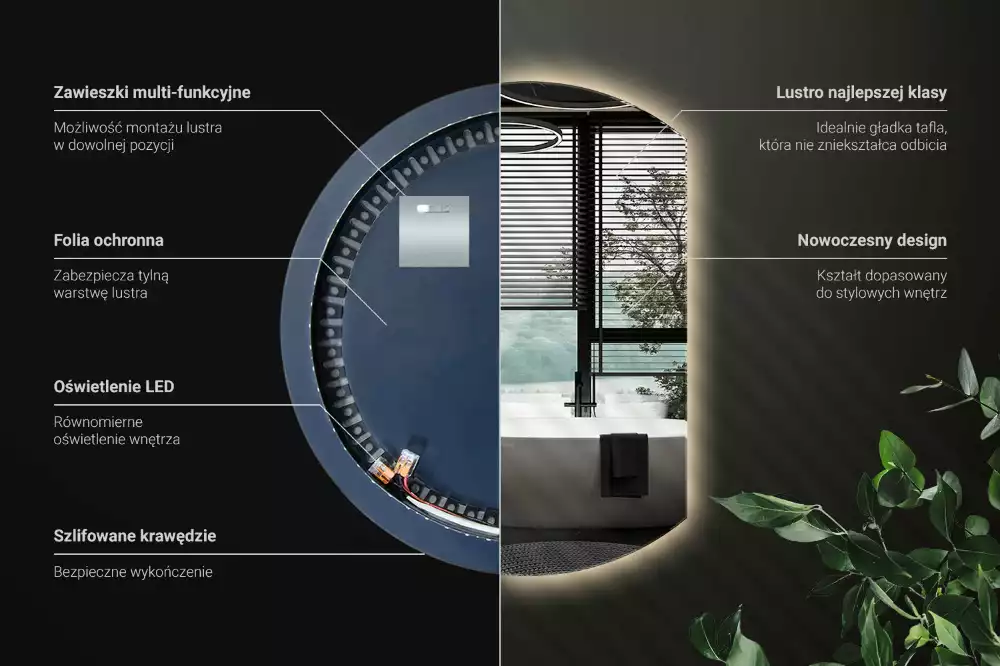 Tükör vágott oldallal látványos LED világítással