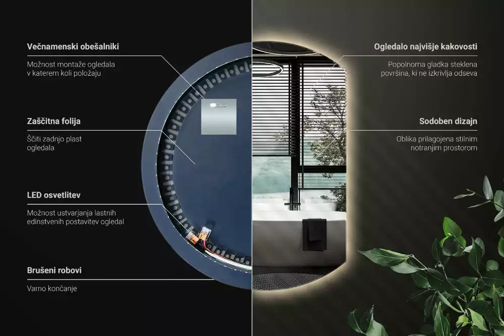 Tükör vágott oldallal látványos LED világítással