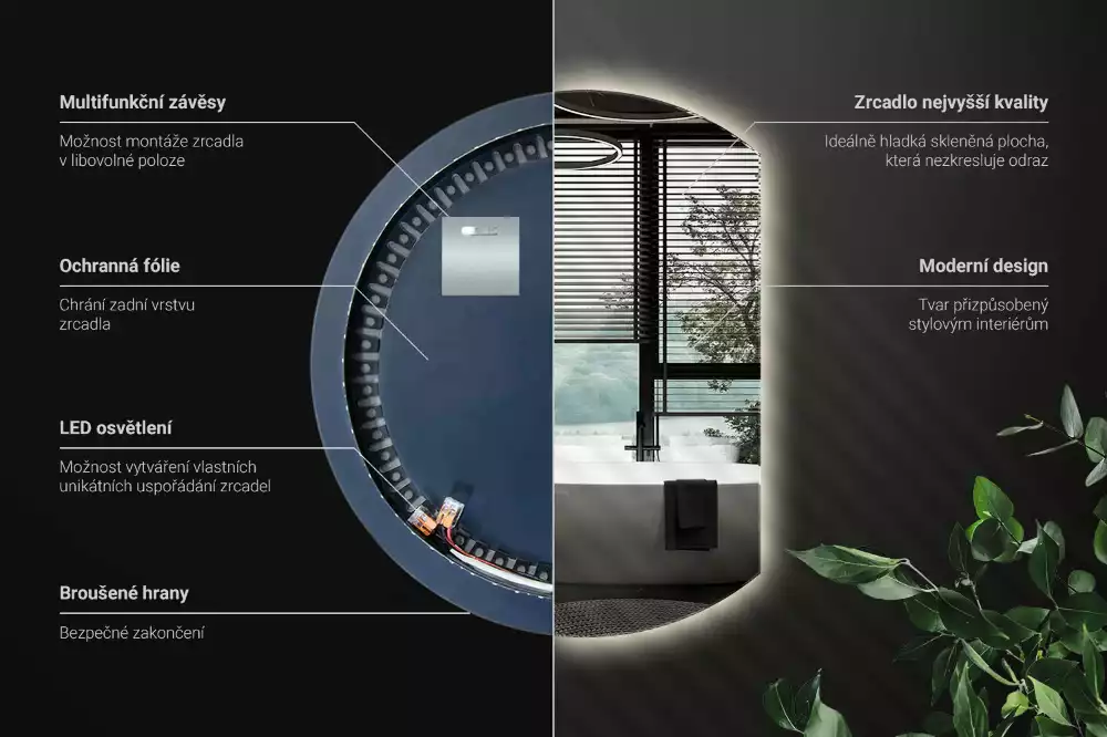 Tükör vágott oldallal látványos LED világítással