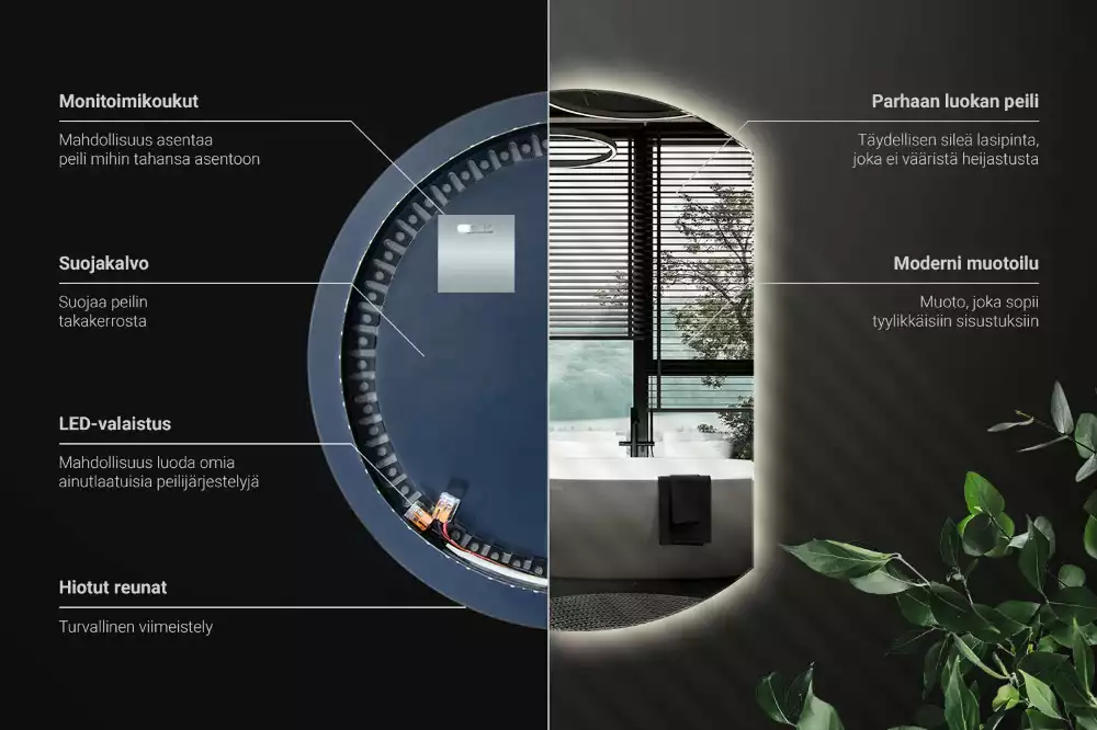 Tükör vágott oldallal látványos LED világítással