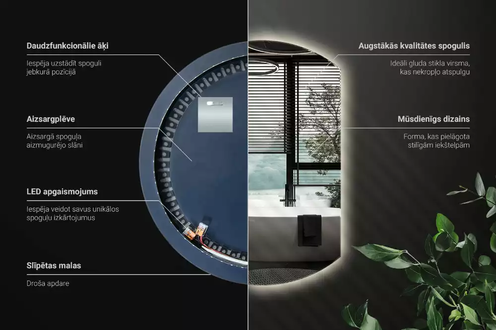 Tükör vágott oldallal látványos LED világítással