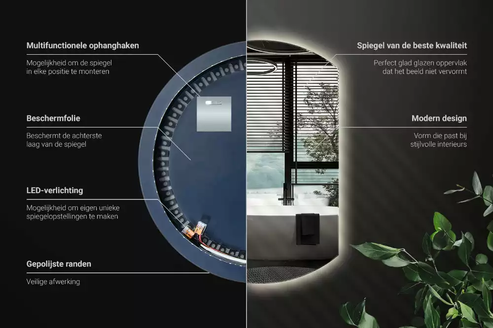 Tükör vágott oldallal látványos LED világítással