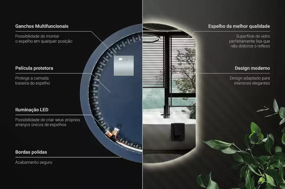 Tükör vágott oldallal látványos LED világítással