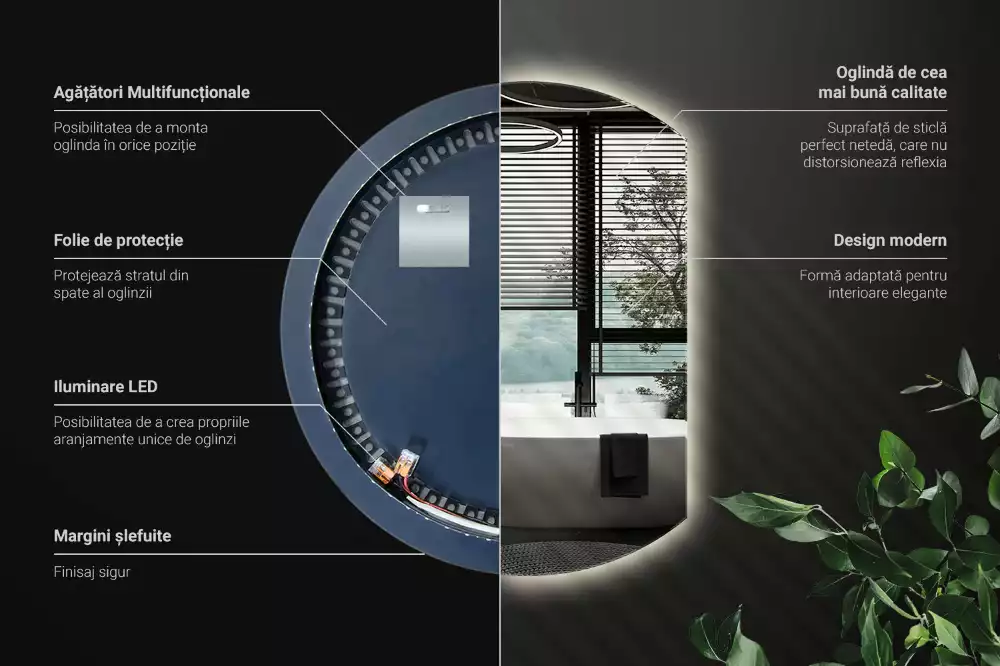 Tükör vágott oldallal látványos LED világítással
