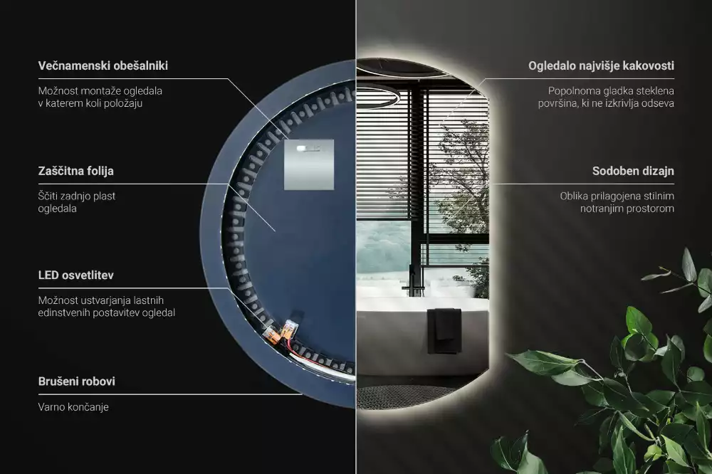 Tükör vágott oldallal látványos LED világítással