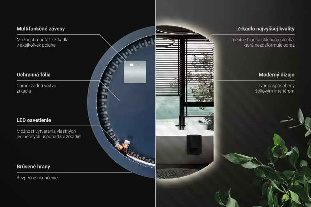 Tükör vágott oldallal látványos LED világítással