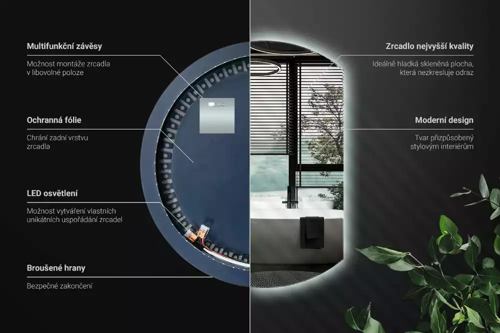 Tükör vágott oldallal látványos LED világítással