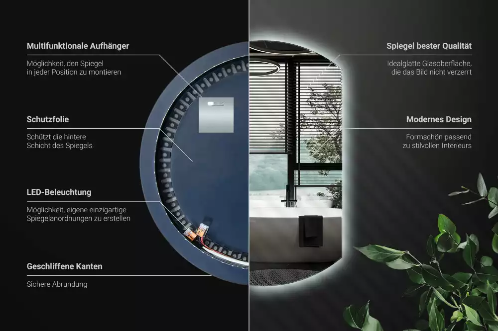 Tükör vágott oldallal látványos LED világítással