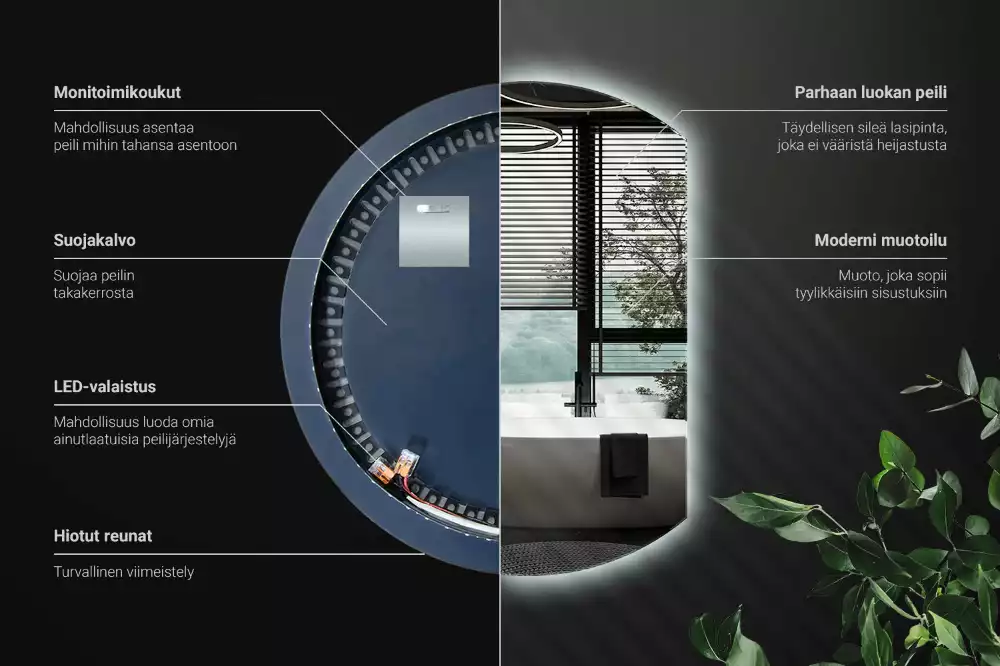 Tükör vágott oldallal látványos LED világítással