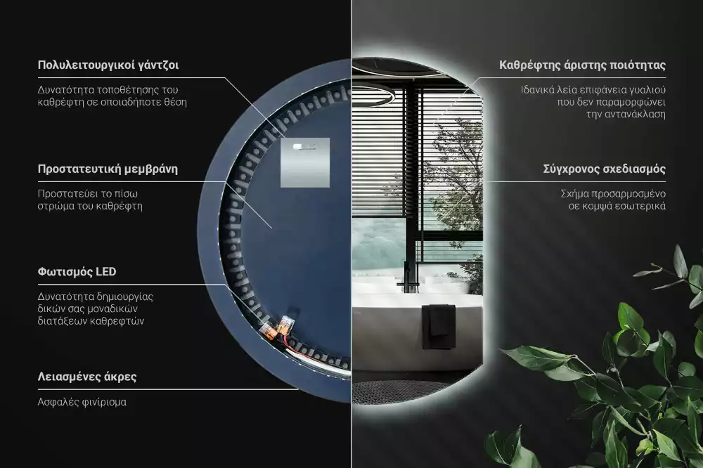 Tükör vágott oldallal látványos LED világítással
