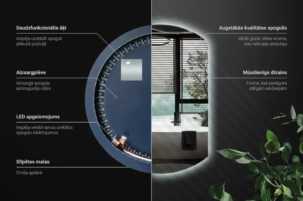 Tükör vágott oldallal látványos LED világítással