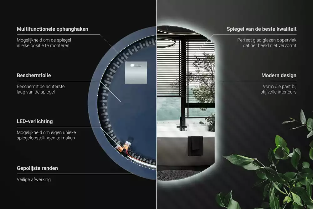 Tükör vágott oldallal látványos LED világítással