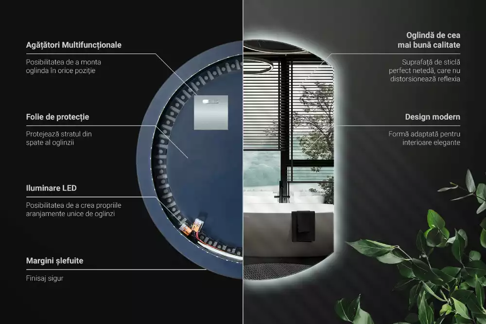Tükör vágott oldallal látványos LED világítással