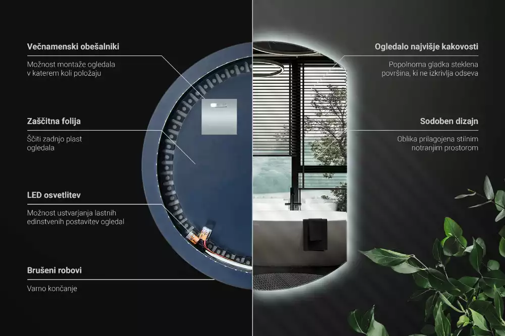 Tükör vágott oldallal látványos LED világítással