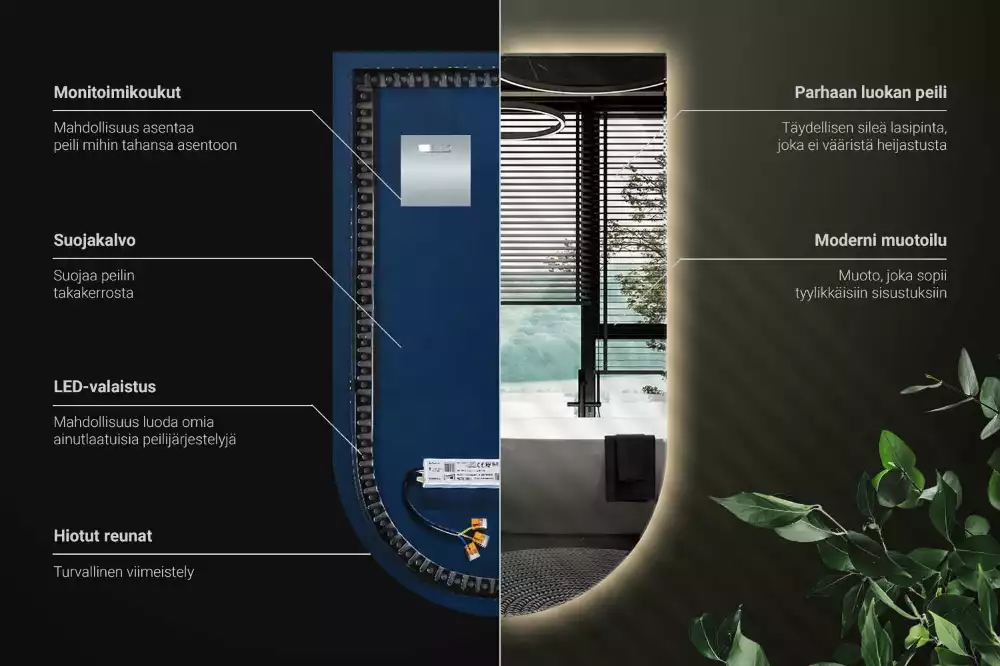 Íves tükör led világítással