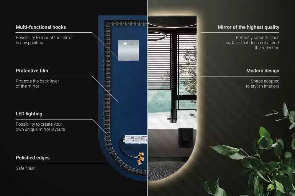 Íves tükör led világítással