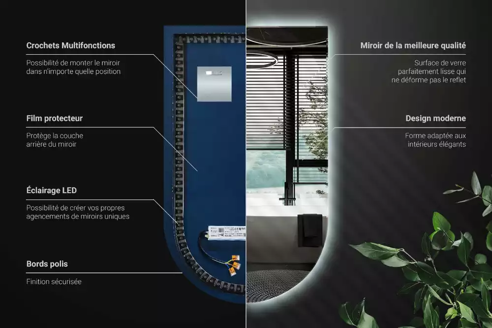 Íves tükör led világítással