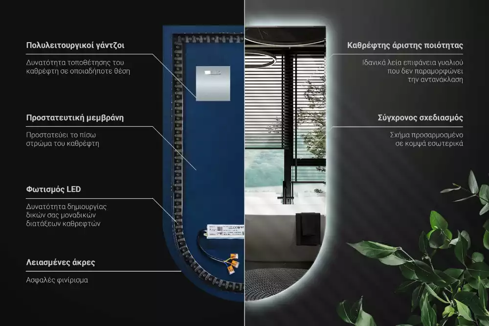 Íves tükör led világítással