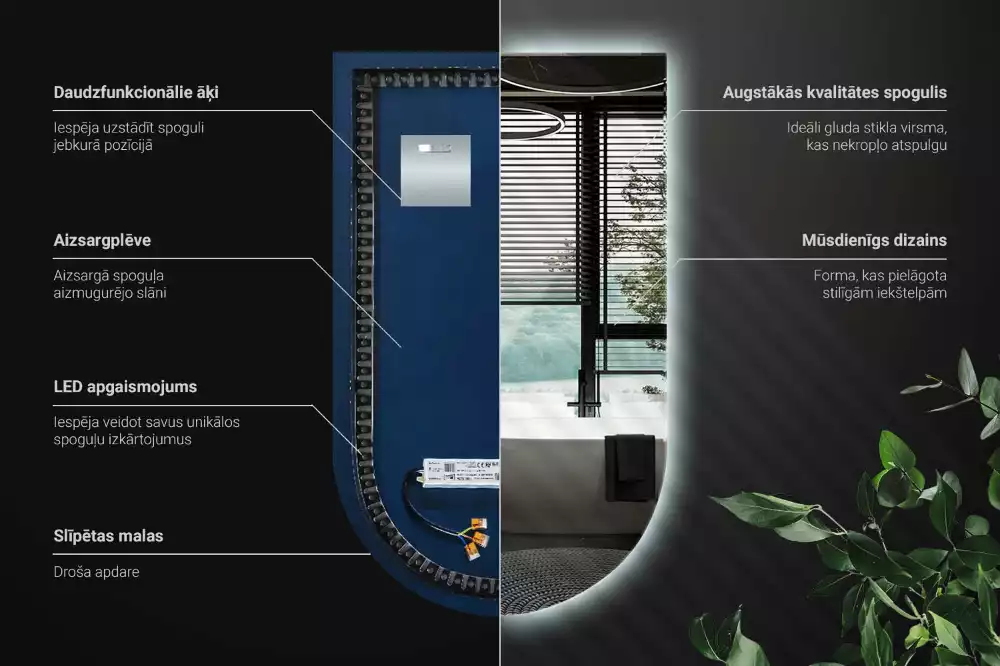 Íves tükör led világítással