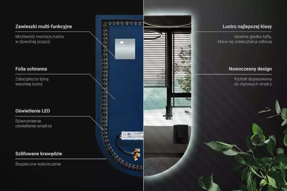Íves tükör led világítással
