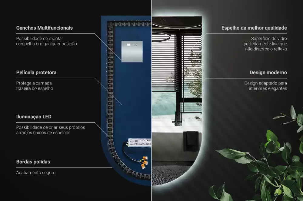 Íves tükör led világítással