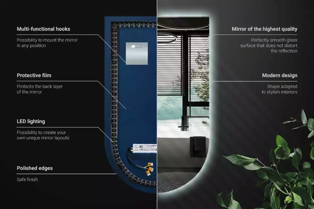 Íves tükör led világítással