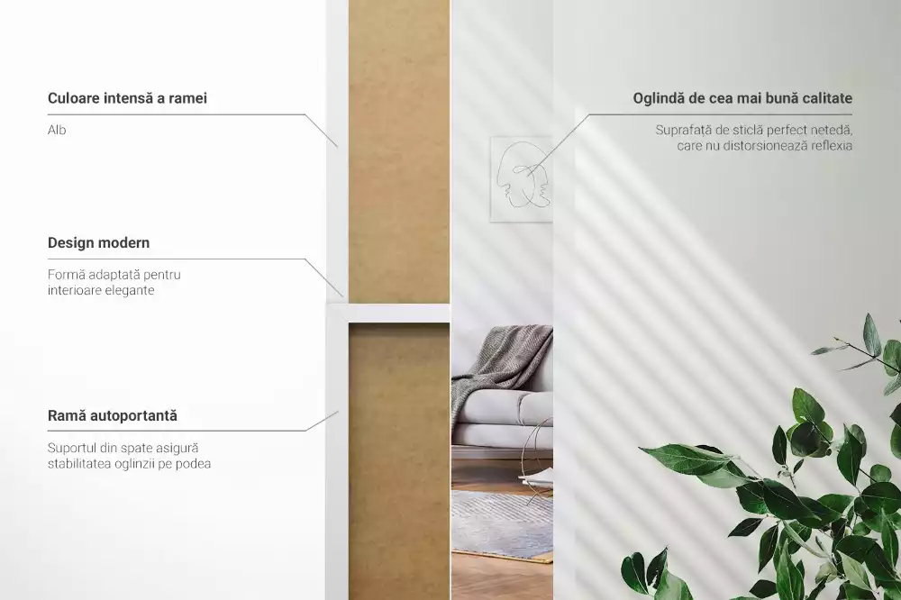 Álló tükör fehér kerettel