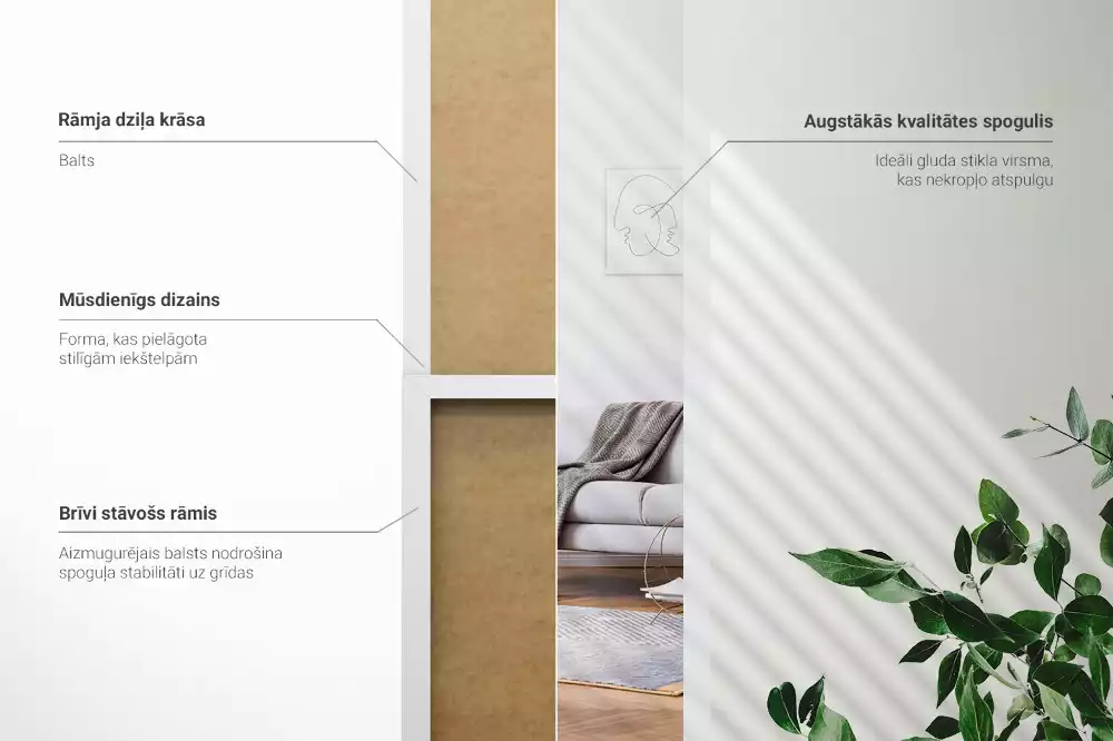 Álló tükör fehér kerettel