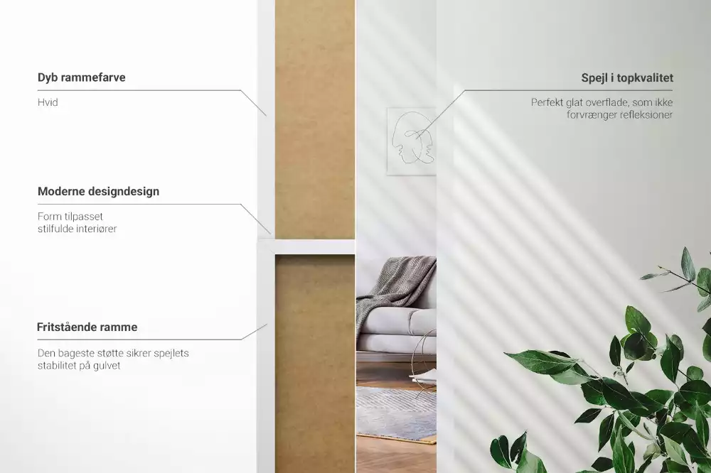 Álló tükör fehér kerettel