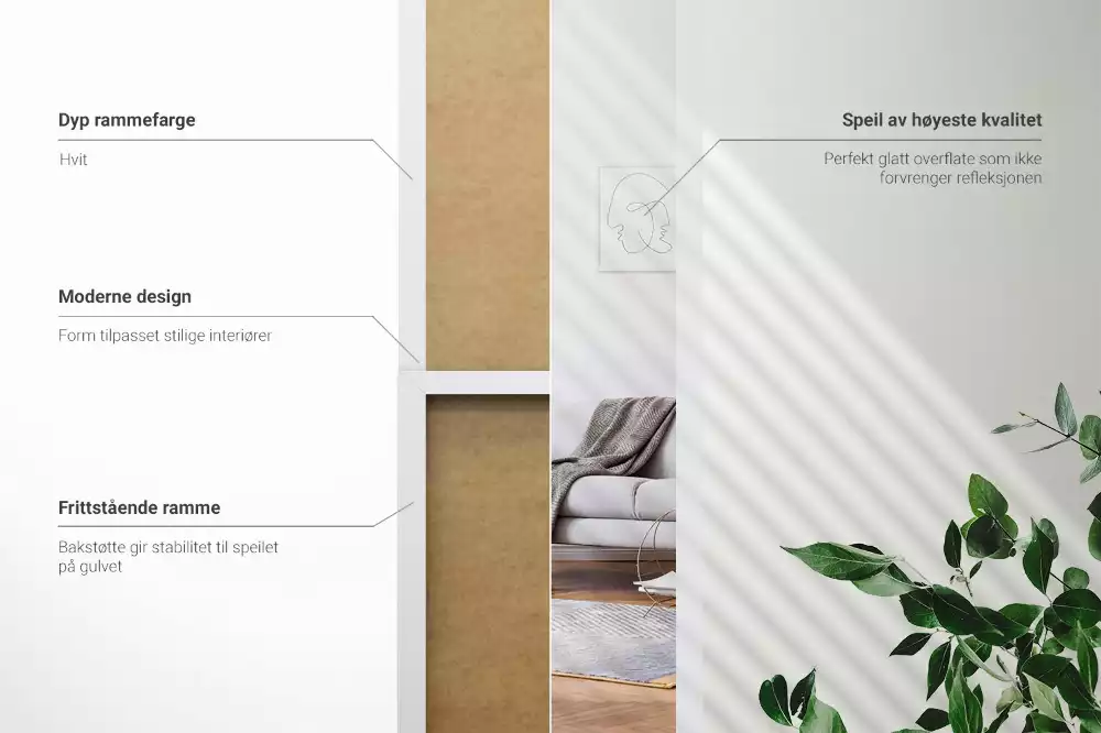 Álló tükör fehér kerettel