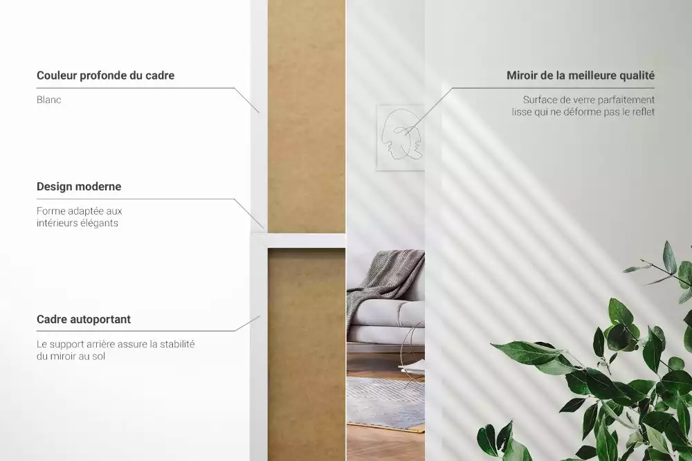 Álló tükör fehér kerettel