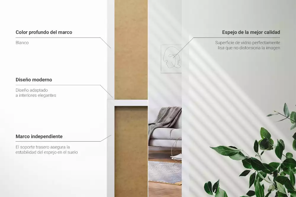 Álló tükör fehér kerettel